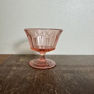 Vintage Antique‎ Depression Era Pink Glass Parfait Dessert Pedestal Cup